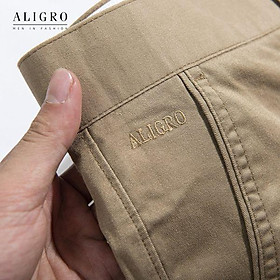 Quần kaki nam, quần thô màu be dáng SlimFit, chất liệu vải kaki cao cấp bền đẹp, thiết kế cạp đính đỉa ALIGRO ALGK050