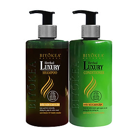 Combo Dầu gội và dầu xả bồ kết thảo dược, dưỡng tóc, kích thích mọc tóc Herbal Luxury Biyokea 320ml