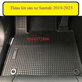Thảm lót sàn xe Huyndai Santafe 2019 - 2021 Hàng cao su đúc không mùi- Hàng loại 1 Hcar
