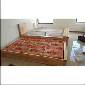 Giường kéo 2 tầng kích thước 1m8x2m gỗ sồi