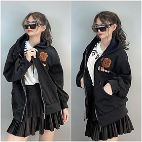 Áo khoác nỉ bông thêu gấu dày dặn form rộng quảng châu áo khoác chống nắng thêu GẤU BIB00 - TOPTEEN 3423
