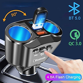 Tẩu Sạc Điện Thoại USB Qc3.0 Bluetooth 5.0 Rảnh Tay MP3 4.8A 12V Cho Xe Hơi