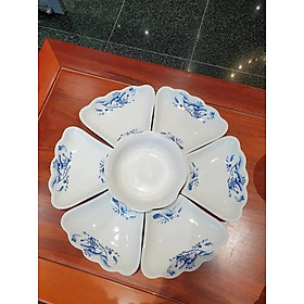 Mua Bộ Bát Đĩa Hoa Mặt Trời hoa sen xanh