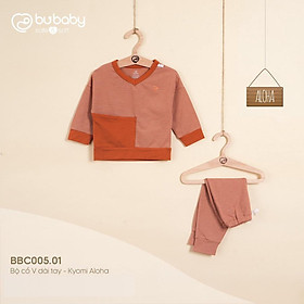 Bộ quần áo dài tay 5 màu Bamboo cotton Bu, Bu baby Kyomi Aloha cho bé 6m - 4Y - Cam đất