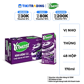 Thùng 48 Hộp Sữa Chua Lên Men Tự Nhiên Yomost Vị Nho (170ml/Hộp)