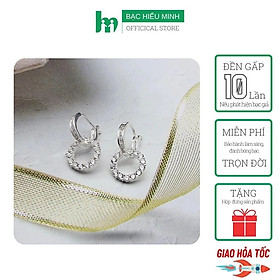 Hoa Tai Bông Tai Khuyên Tai Nữ Bạc Hiểu Minh HT333 - Hình Tròn Đính Đá - Bảo Hành Vĩnh Viễn ( Hàng Chính Hãng )