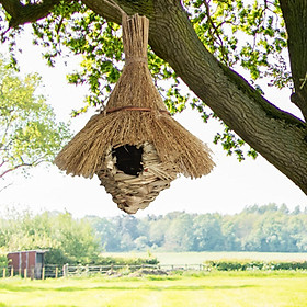 Straw Birdhouse Birds Hut Pet Accessories Shelter Bird Nest for Lawn Outside Trees