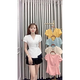 Áo đũi nữ áo kiểu peplum A9, Chất liệu đũi cực mát, mềm mịn, thấm hút mồ hôi, co dãn nhẹ, siêu tôn da