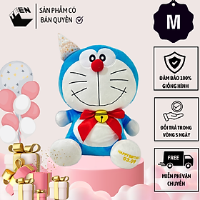 Gấu bông Doraemon lớn, Thú bông Doraemon phiên bản sinh nhật Size M, Quà tặng sinh nhật đáng yêu cho bé, Gấu bông mền mại 33cm - Sản Phẩm Có Bản Quyền, Phân Phối Bởi Teenbox