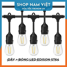 Dây Đèn Led Chuôi E27 Kèm Bóng Đèn Chống Nước Trang Trí Ngoài Trời - Loại Cao Cấp, Chính Hãng NAVIVU