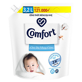 Nước Xả Vải Comfort Cho Da Nhạy Cảm (3.2L/Túi) - Phù Hợp Với Làn Da Em Bé