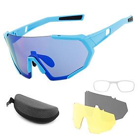 Kính Râm Thể Thao Mtb Với 2 Kính Dự Phòng Uv400 Unisex - Đen & Xanh