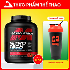 Sữa WHEY PROTEIN Tăng Cơ Tăng sức mạnh Nitro Tech 4lbs (1.81kg) - NHIỀU MÙI VỊ - KÈM QUÀ TẶNG – Bổ sung nguồn Protein chất lượng cao hỗ trợ phát triển cơ bắp to + dày - Hàng chính hãng - Thương hiệu Muscletech USA
