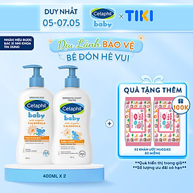 Combo Sữa tắm gội Cetaphil Baby W&S with Organic Calendula 400ml + Sữa dưỡng thể Cetaphil Baby with Organic Calendula 400ml