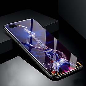 Ốp lưng dành cho iPhone in 3D hình tháp eiffel dạ quang phát sáng ban đêm mặt kính sáng bóng
