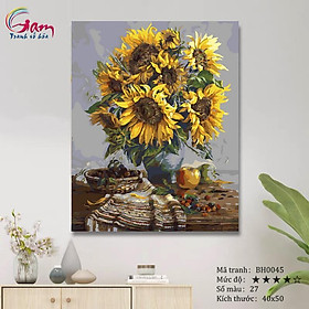 Mua Tranh tự tô theo số sơn dầu số hóa Tranh hoa hướng dương mã BH0045