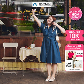 Đầm sơ mi bigsize denim thời trang GUMAC DD10039