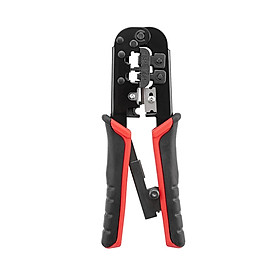 Ratcheting Crimping Tool 3 in 1 Multifunction Wire Crimpers Stripper Cutter, 8P 6P Network Line Telephone Wire Crimping Cable Stripping Cutting Electrician Hand Tool