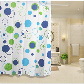 Mua Rèm phòng tắm cửa sổ họa tiết vòng tròn xanh