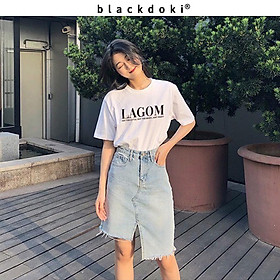 Áo thun nữ BLACKDOKI-LAGOM , áo phông nữ basic cá tính form rộng tay lỡ cá tính chất cotton