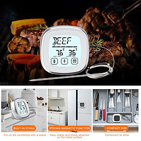 Digital Meat Thermometer for Oven BBQ Grill Kitchen Food Smoker Cooking Backlight Touchscree with Timer Alarm and A