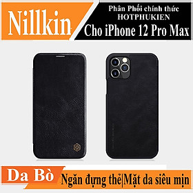 Bao da Leather cho iPhone 12 Pro Max (6.7 inch) hiệu Nillkin Qin (Chất liệu da cao cấp, có ngăn đựng thẻ, mặt da siêu mềm mịn) - Hàng chính hãng