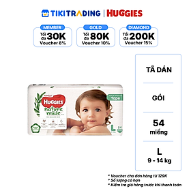 Tã Dán Siêu Cao Cấp Huggies Platinum Naturemade L54 (54 Miếng)