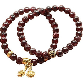 Cặp Vòng Garnet (Ngọc Hồng Lựu) 6mm Mix Charm Ngọc Quý Gemstones VT77