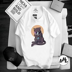 Áo thun trắng Anime, Manga Mèo yêu thương, Unisex Nam Nữ có Size áo từ 25-95kg