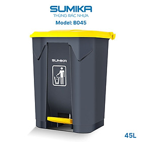 Mua Thùng rác nhựa gia đình SUMIKA B045  dung tích 45L  thùng màu xám  nắp vàng