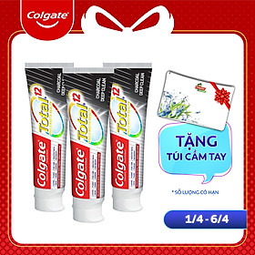 Bộ 3 Kem đánh răng Colgate giảm chảy máu nướu Total than hoạt tính bảo vệ toàn diện 190g/tuýp