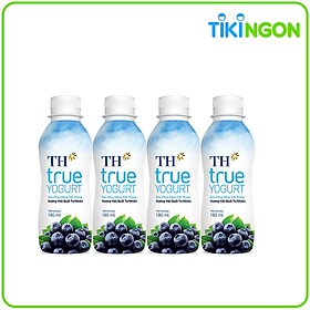 Lốc 4 chai sữa Chua Uống Tiệt Trùng Hương Việt Quất TH True Yogurt 180ml