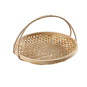 Snack Serving Tray Bamboo Egg Basket with Handle for Home Restaurant Kitchen