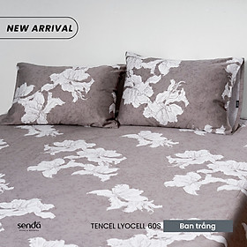 Bộ ga gối 3 món Lụa Tencel Sen Đá Home Bedding cao cấp họa tiết, set 2 vỏ gối, 1 ga giường bo chun 1m6 1m8
