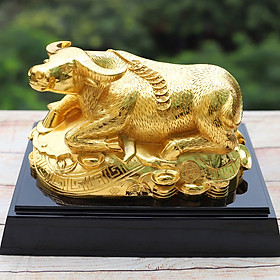 Tượng Trâu Kim Ngưu mạ vàng size lớn - Quà tặng Tết Tân Sửu 2021 cao cấp cho sếp, đối tác, khách hàng