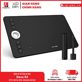 Bảng Vẽ Điện Tử XP-Pen Deco 02 5.63x10inch Vòng Xoay Dial Bạc, Lực Nhấn 8192 Mức, 6 Phím Tắt Kèm Găng Tay Họa Sĩ - Hàng Chính Hãng