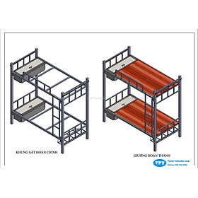 Mua GƯỜNG SẮT QUÂN ĐỘI 2 TẦNG VPT QĐ-01