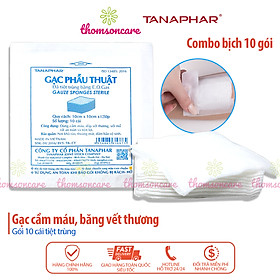 Bịch 10 gói gạc băng vết thương Tanaphar tiệt trùng - Dùng trong phẫu thuật