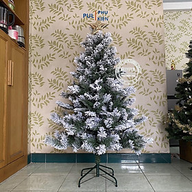 Cây thông noel phủ tuyết 1m5 tặng ngôi sao đỉnh và dây kim tuyến trang trí giáng sinh