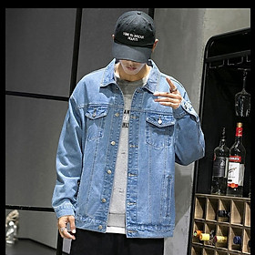 Áo khoác jeans nam Muidoi xanh trơn A815 phong cách đơn giản cổ điển dễ phối quần áo và phù hợp với mọi dịp