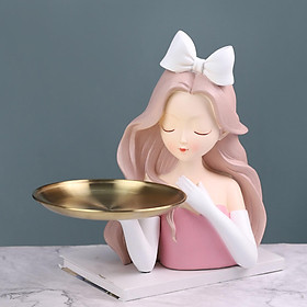 Modern Girl Sculpture Vanity Tray Organizer Storage Candy Snack Serving Plate Ornament for Wedding Living Room Bathroom Kitchen