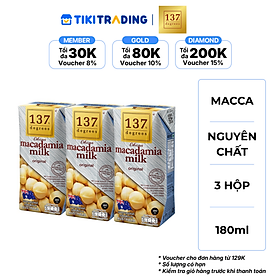 Lốc 3 hộp Sữa hạt Macca Nguyên chất 137 DEGREES 180ml