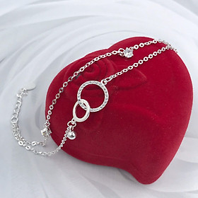 Vòng Tay Nữ Bạc 925 Dây Kép Vòng Tròn Đính Đá Cao Cấp BẠC HIỂU MINH LTU551