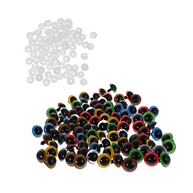 100 Pieces Mixed Color Plastic Safety Eyes with Washers for Doll Making 10mm