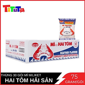 Mì Miliket Hai Tôm Hải Sản Miliket 75g x 30 gói