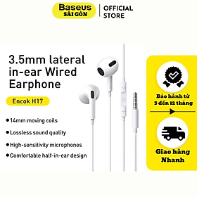 Tai Nghe H17 Baseus Encok 3.5mm lateral in-ear Wired Earphone có dây, chống nước, thể thao, âm thanh cao cấp-Hàng chính hãng