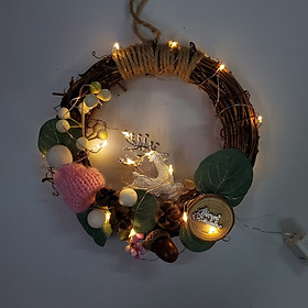 Mua Vòng Hoa Noel VN04 Vòng Nguyệt Quế Giáng Sinh Có Đèn