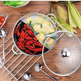Mua Nồi Lẩu 2 Ngăn 32cm  Nấu Được Bếp Từ  Chất Liệu Inox Dày Dặn Nắp Kính Sang Trọng
