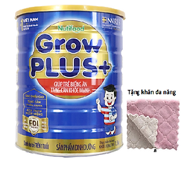 Sữa bột growplus+ xanh loại 1500g của hãng Nutifood giúp trẻ tăng cân-tặng khăn mềm mịn