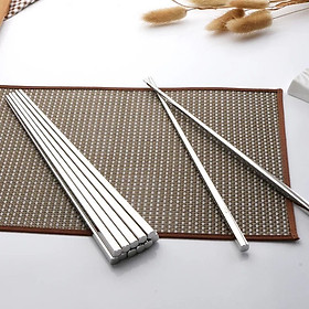 Sét 10 Đôi Đũa Inox #304 Cao Cấp Cán Vuông Trơn  [ Màu Silver